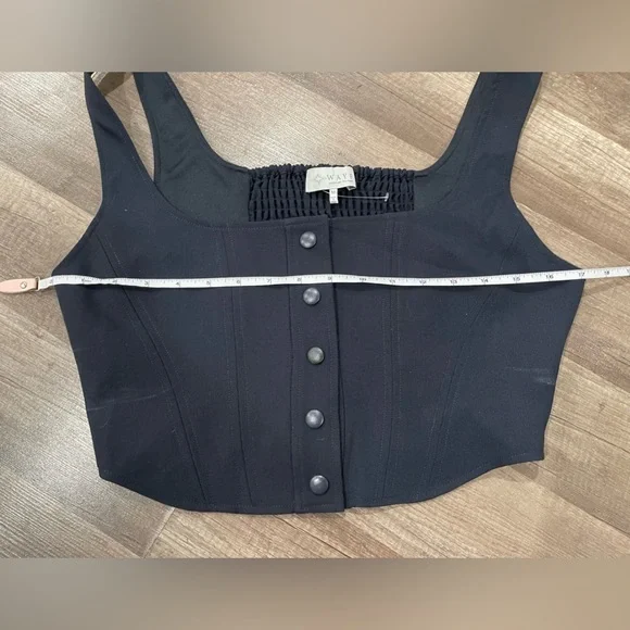 WAYF crop top navy blue Cora Snap front button top corset Dollskill free people - Picture 10 of 15